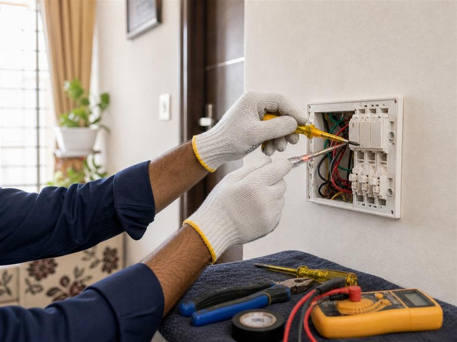 भोसरीतील घराच्या wiring आणि switchboard repair कामाचा फोटो